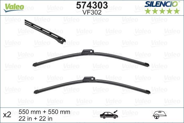 Комплект бескаркасных стеклоочистителей Valeo Silencio Flat VF302